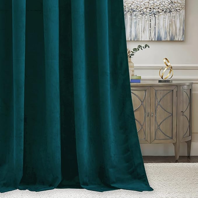 RYB Home Teal Velvet Curtains 84 inch Length - Image 6