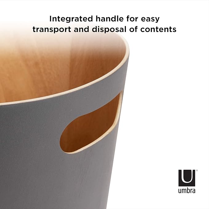 Umbra Woodrow 2-Gallon Modern Wooden Trash Can Wastebasket, Attractive Bin - Image 6