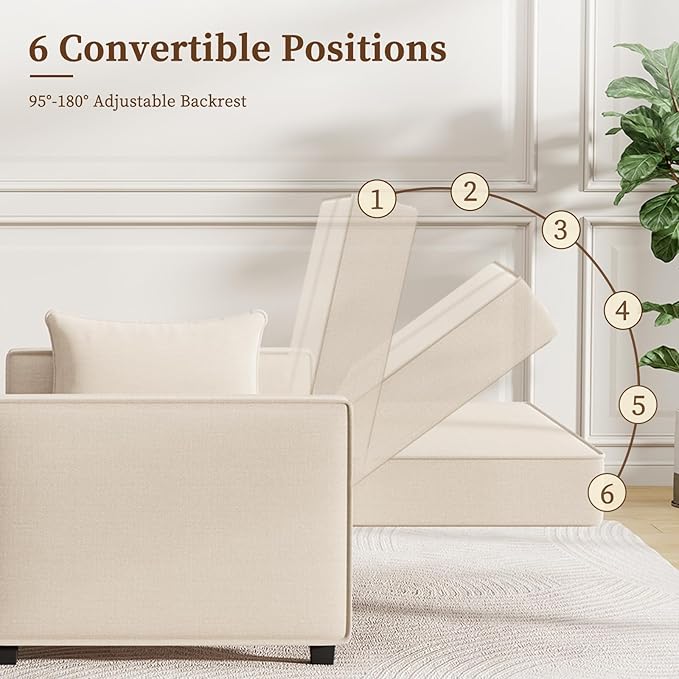 Furnimart 3-in-1 Convertible Sleeper Sofa - Image 4