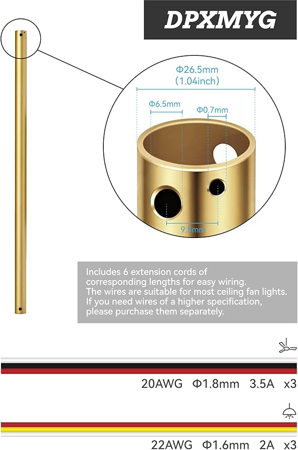 DPXMYG 48 inch Ceiling Fan Downrod - Image 2