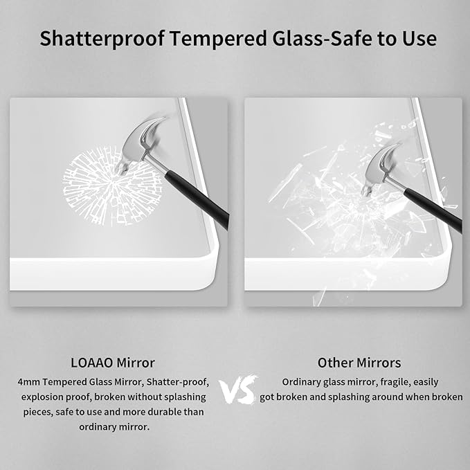 LOAAO 60x40 Inch White Metal Framed Bathroom Mirror - Image 7