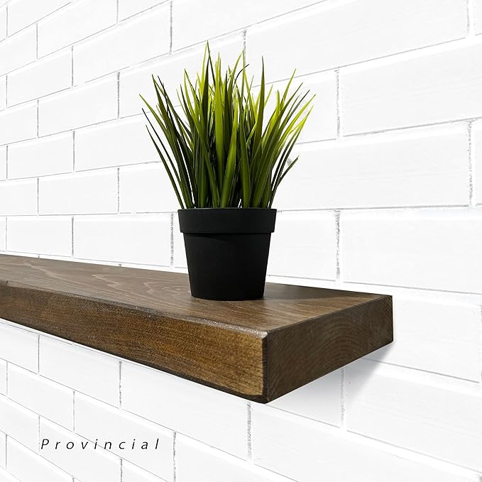 URBANDI, Rustic Floating Shelves, Hidden Bracket, Solid Wood, Heavy Duty - Image 2