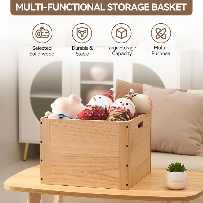 KIRIGEN Stackable Wood Storage Cube /Basket/ Bins Organizer - Image 7