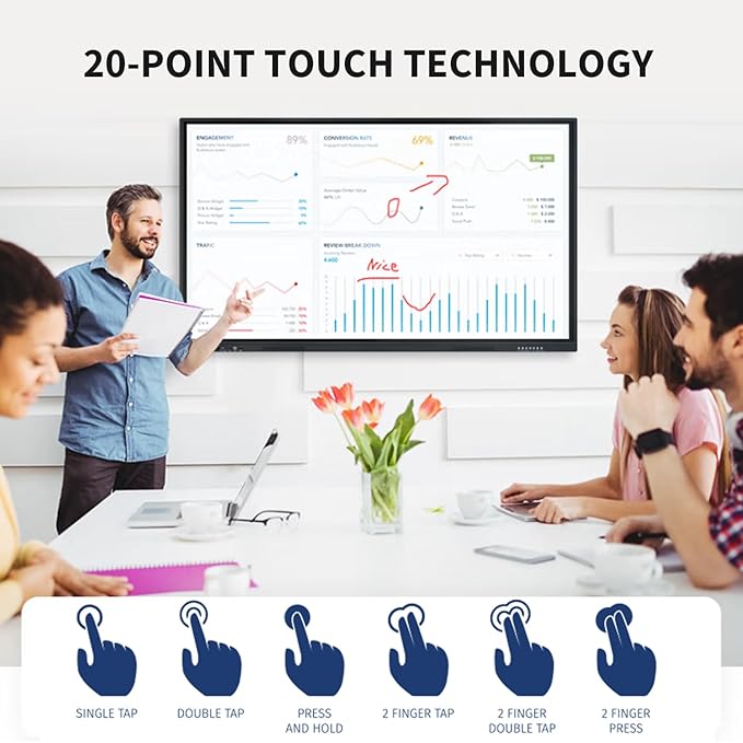 TouchWo 75" Touchscreen Monitor Smart Board, 4K Interactive Presentation - Image 2