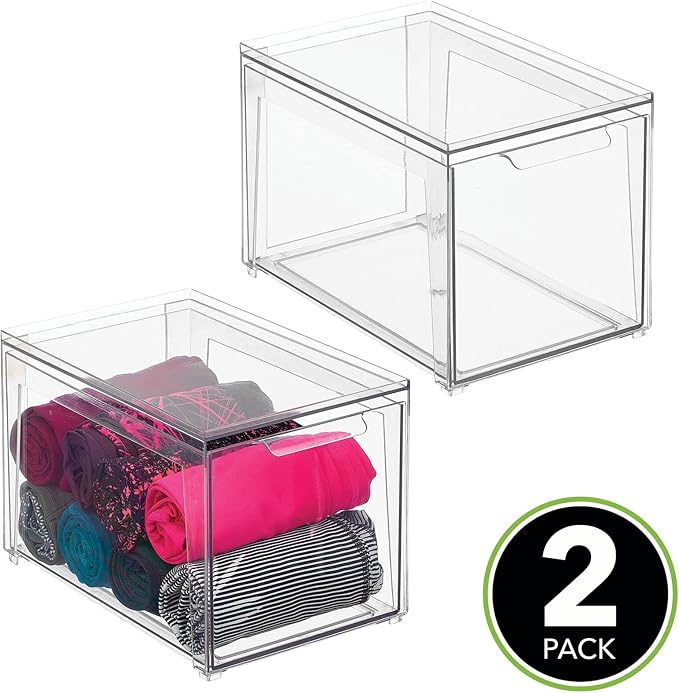 mDesign Plastic Stackable Closet Storage Organizer Bins - Image 2