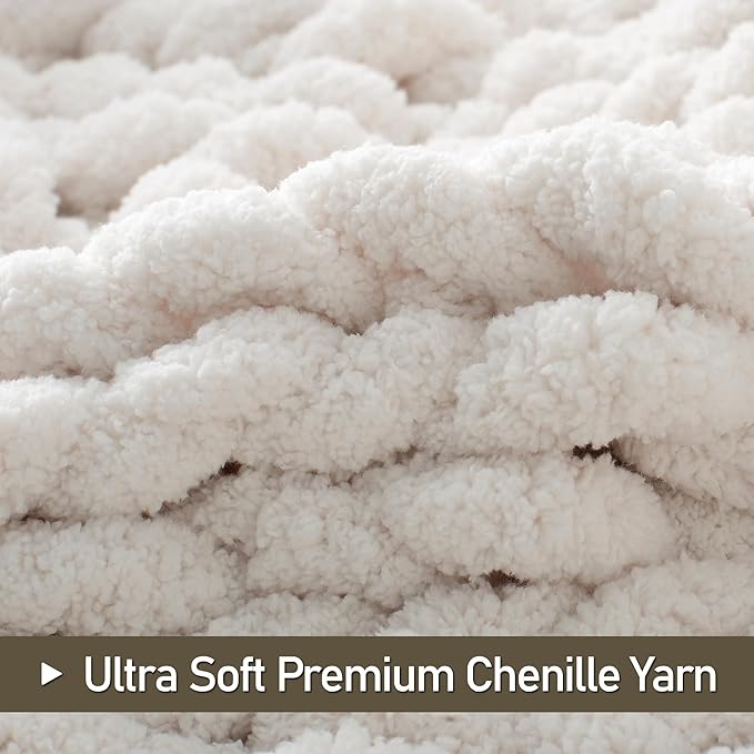 Chunky Knit Throw Blanket 50"X 60", 100% Handmade - Image 3
