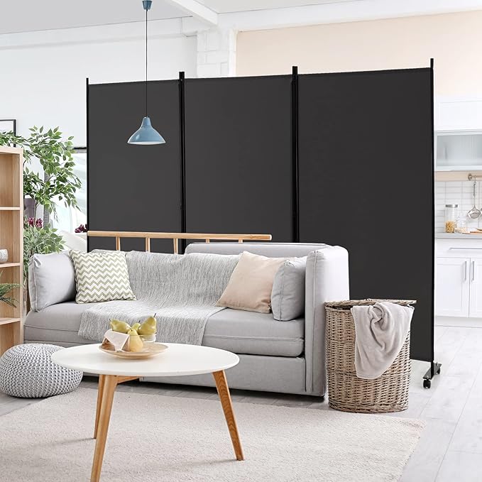 GOFLAME 3 Panel Folding Room Divider, 6FT Rolling Privacy Screen - Image 9