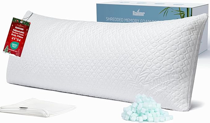 Shredded Memory Foam Full Body Pillow – Side Sleeper – Huggable Long Pillow by RainmrBedding