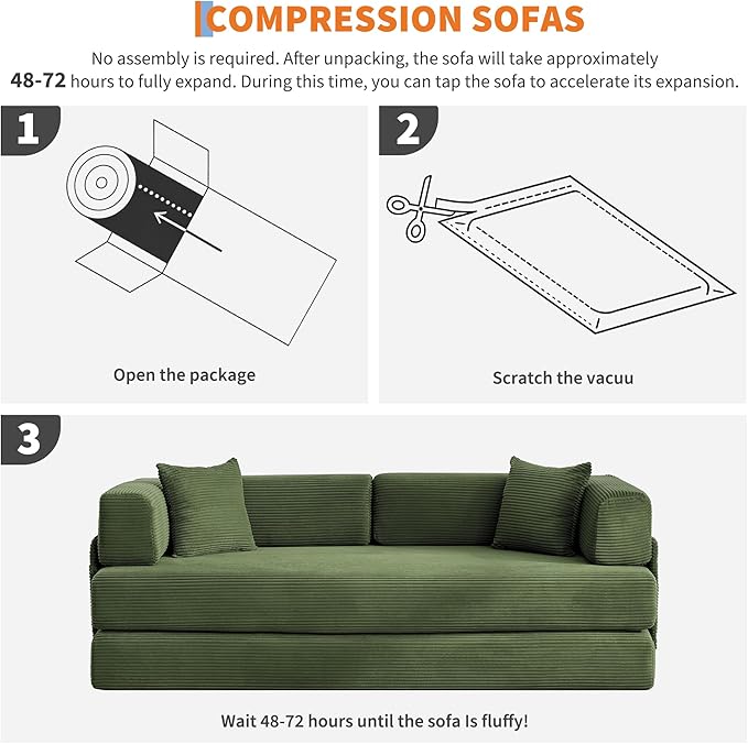 Garvee 5-in-1 Convertible Sofa Bed, 78.8" Modular Corduroy Sleeper - Image 4