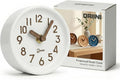 Driini Wooden Analog Desktop Clock – 4.3 in. Decorative Pinewood, No-Tick by Driini