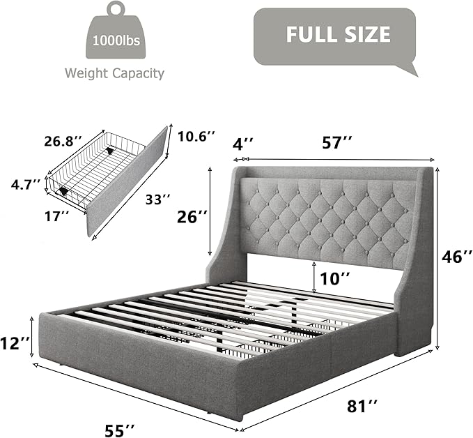 Feonase Upholstered Full Size Bed Frame - Image 7