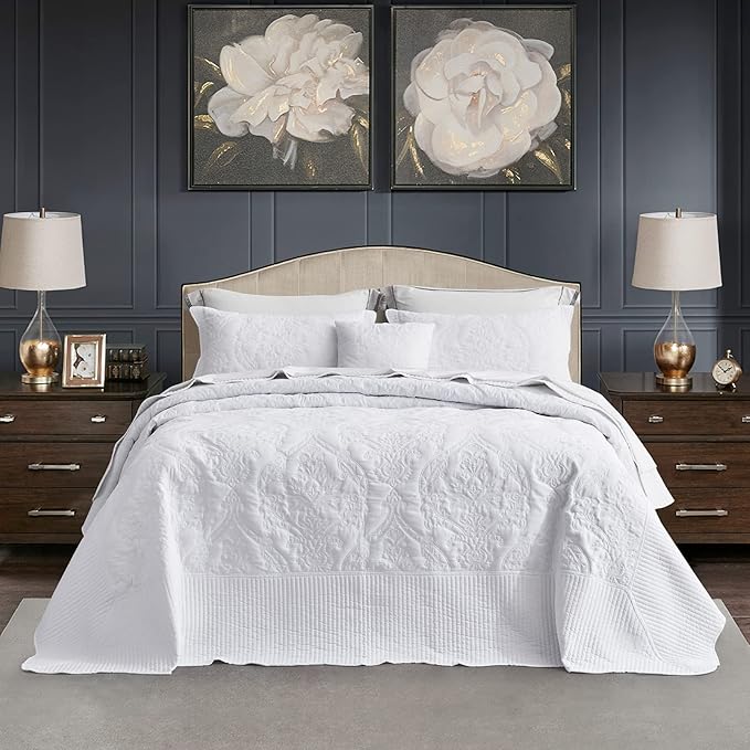 CHIXIN Oversized King Bedspread 128x120 Extra Wide by CHIXIN