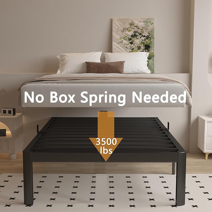 14 Inch Twin Bed Frames with Metal Gaskets, Heavy Duty Steel Platform Supprt - Image 4