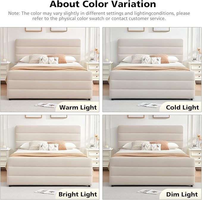 VELOCAVA Full Size Upholstered Platform Bed Frame - Image 9