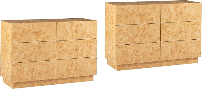 Modern 6 Drawer Dresser Set of 2 by Aoikax