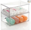 mDesign Plastic Stackable Bathroom Storage Organizer Bin Containers by mDesign