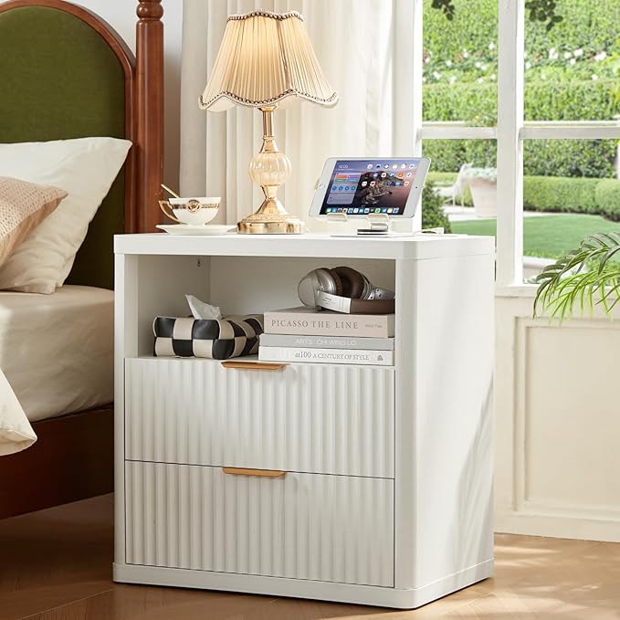 LEYAOYAO 48" Wide Fluted Dresser and 2 Drawers 23" Nightstand Set of 2 - Image 4