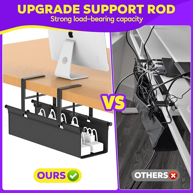 Under Desk Cable Management Tray, REFLYING 14.6" Cable Management Under Desk No - Image 8