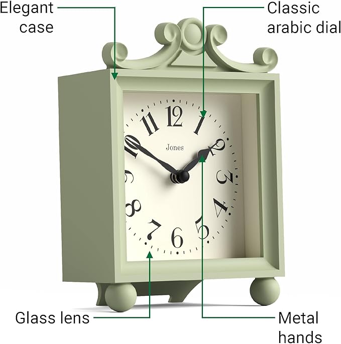 JONES CLOCKS® Parlour Mantel Clock | Classic Carriage Clock | Sage Green | - Image 6