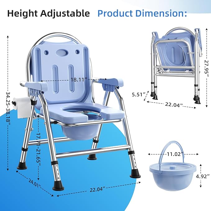 4 in 1 Folding Bedside Commode Chair - Image 2