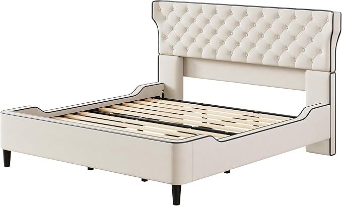 Christopher Knight Home Salus Linen Upholstered King Size Bed Frame - Image 8