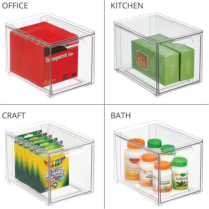 mDesign Plastic Closet Organizer Bin w/Pull Out Drawer - Image 7