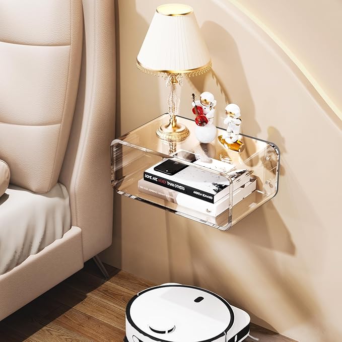 Acrylic Floating Nightstand, Bedside Table, Nightstand Shelf Wall Mounted - Image 4