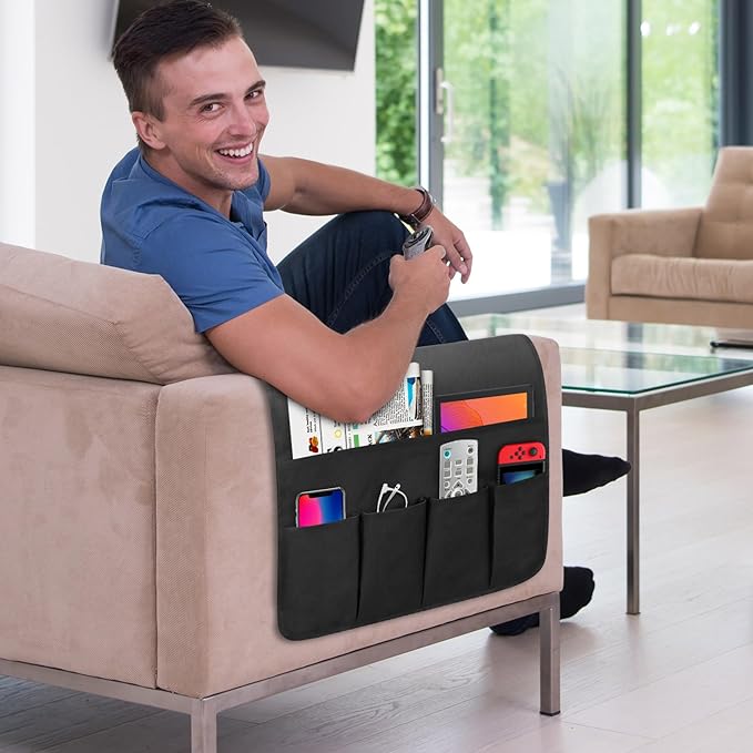 WETRBWEH Non-slip Couch Organizer Armchair Caddy, Oxford TV Remote Control - Image 2