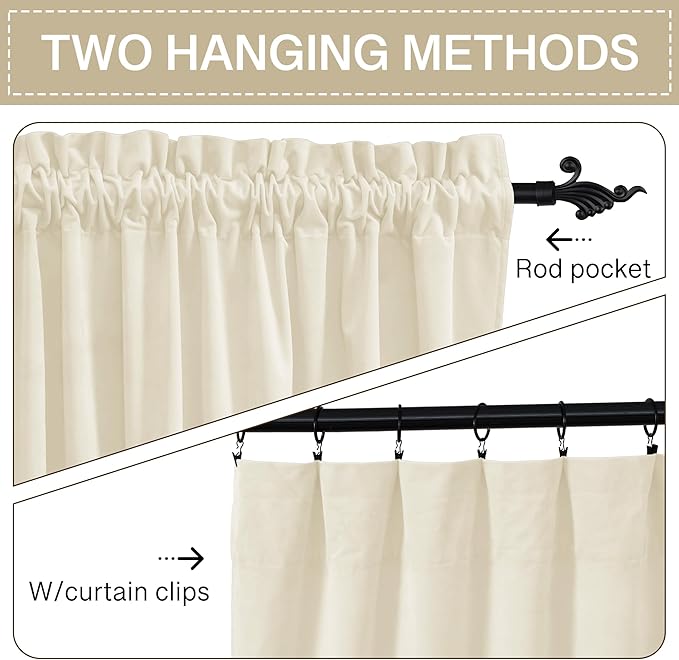 StangH Ivory Velvet Curtains for Window - Image 3