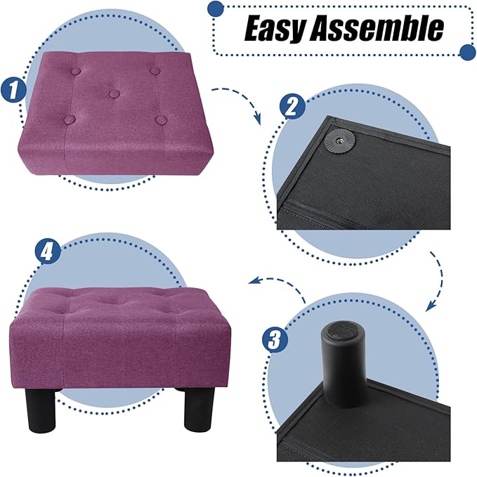 BRIAN & DANY Small Foot Stool, Linen Foot Stools - Image 5