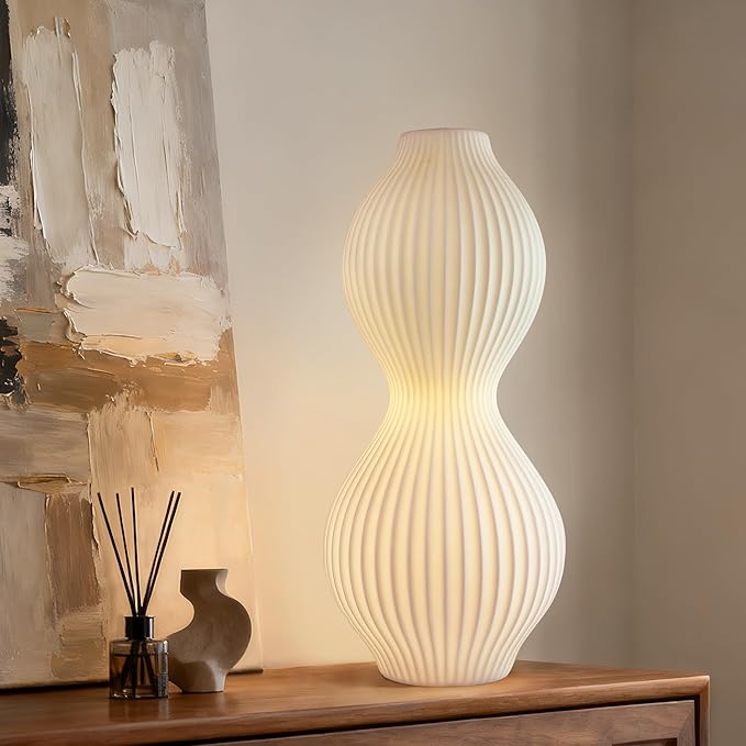 RONDURE 15.8" Modern Ceramic Table Lamp, Fully Dimmable Modern Bedside Lamps by RONDURE