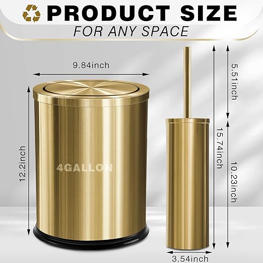 Maxdot 2 Pcs Gold Bathroom Trash Can - Image 2