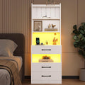 VIAGDO Tall Nightstand with Charging Station and LED Lights, Large White Night by VIAGDO