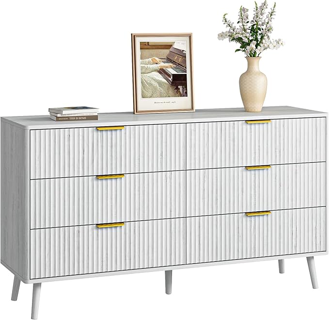 CARPETNAL Fluted 6 Drawer Dresser - Image 8