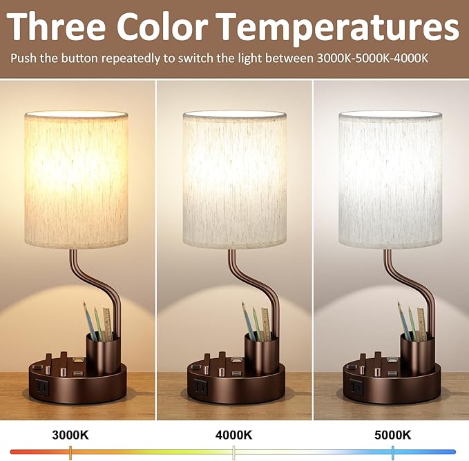 Bedside Table Lamps for Bedroom Set of 2 - Image 2