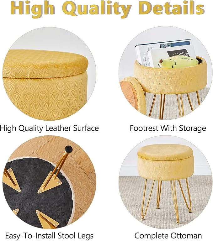 Cpintltr Velvet Ottoman Round Footrest Footstools - Image 5