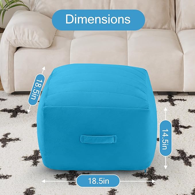 MeMoreCool Square Stuffed Pouf Ottoman Foot Rest, Floor Pouf Foot Stool - Image 2