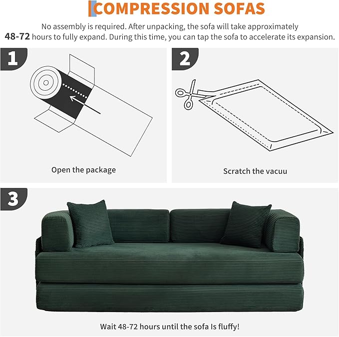 Garvee 5-in-1 Convertible Sofa Bed, 78.8" Modular Corduroy Sleeper - Image 3