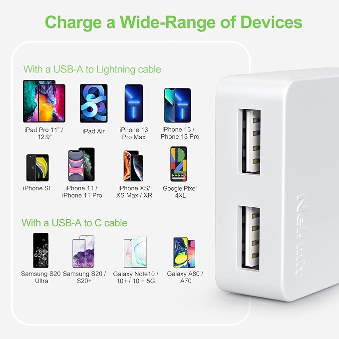 Nekmit Dual Port Ultra Thin Flat USB Wall Charger - Image 6