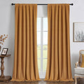 Joydeco Mustard Yellow 100% Blackout Curtains 108 Inch 2 Panels, Luxury Thermal by JOYDECO