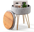 Cpintltr Modern Velvet Foot Rest Stool Upholstered Round Storage Ottomans by CpintltrFruniture