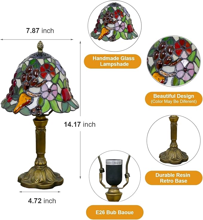 Mini Tiffany Table Lamp Nightstand Lamps Handmade Stained Glass Bedside Lamp - Image 3