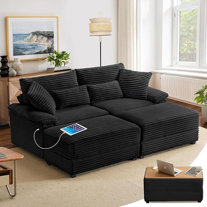 74" Double Chaise Lounge Chair Indoor, Oversized Loveseat by SUNWAVEHOME