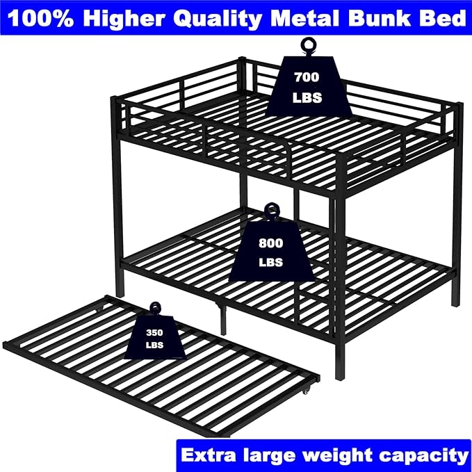 Upgraded Version Thicken Heavy Duty Metal Full Over Full Bunk Bed - Image 6
