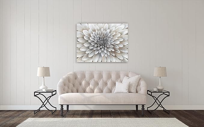 Floral Wall Art in Neutral White Color Modern Abstract Canvas Painting Large - Image 9