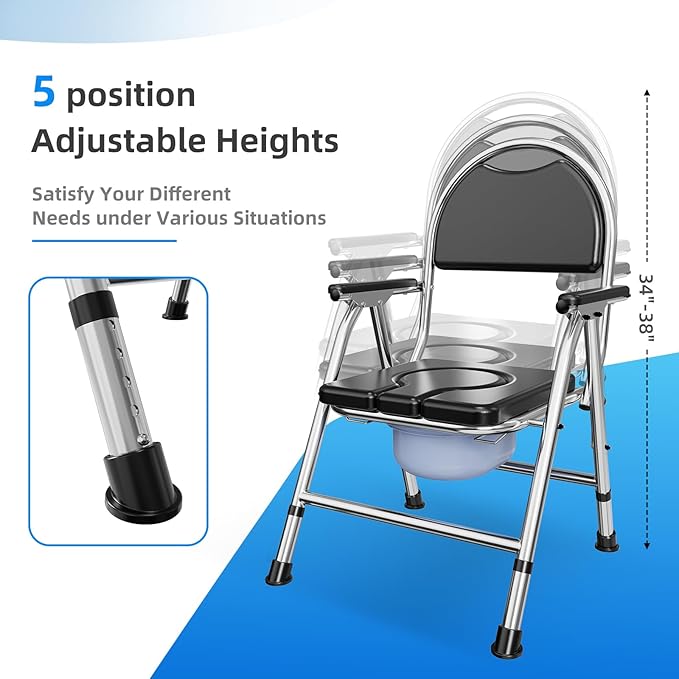 4 in 1 Folding Bedside Commode Chair - Image 4
