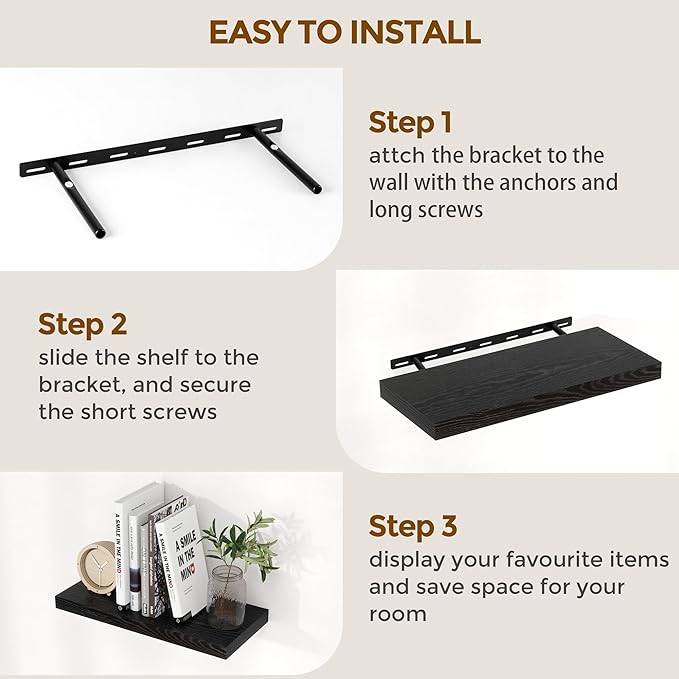 40 Inch Floating Shelves for Wall, 9.3 Inch Deep Shelves for Books & Decor - Image 4