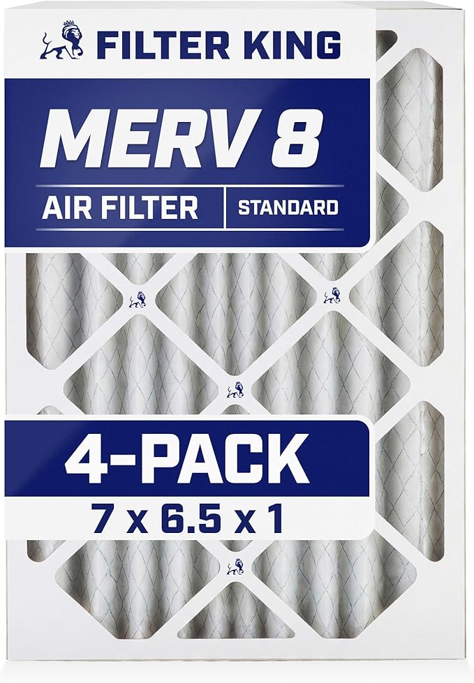 Filter King 7x6.5x1 Air Filter | 4-PACK | MERV 8 HVAC Pleated A/C Furnace by FilterKing