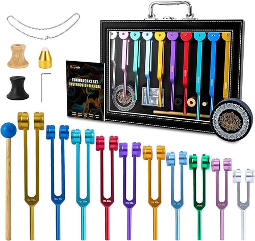 10 PCS Chakra Tuning Fork for Healing, Aluminum Alloy Tuning Forks by HUGBOW