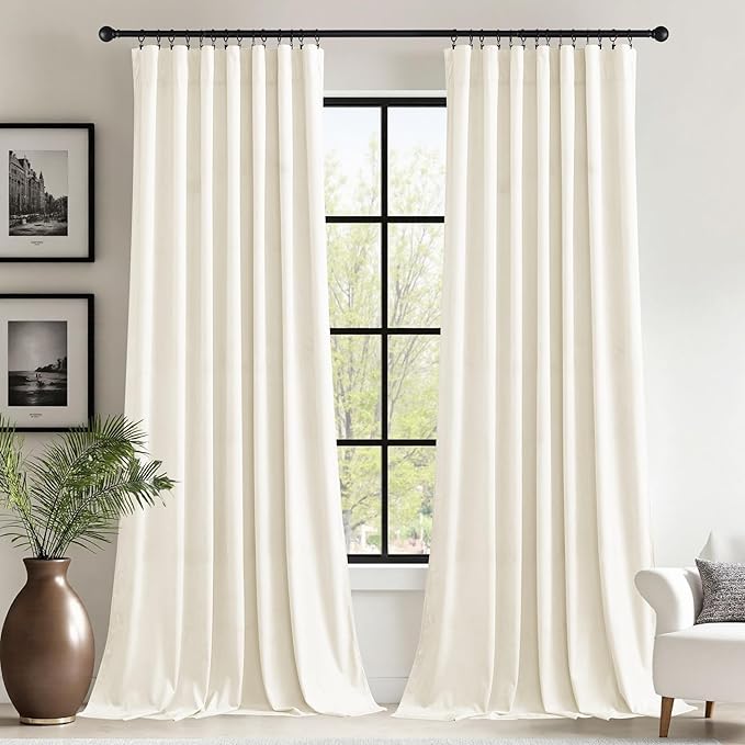 StangH Ivory Velvet Curtains for Sliding Door Heavy Thick Privacy Thermal by StangH